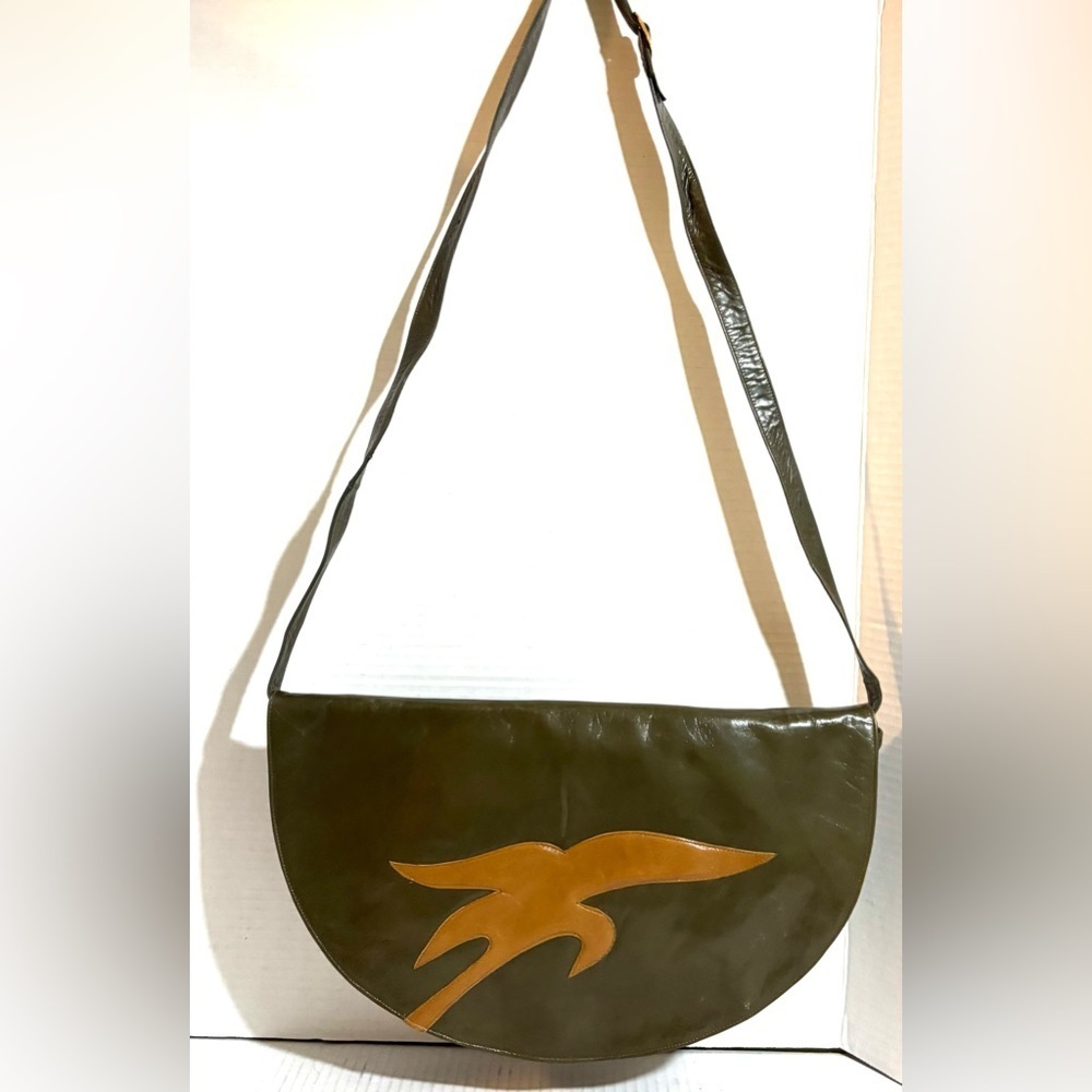 Vintage handmade Olive and Tan Shoulder Bag